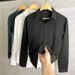 Men's Clothing Autumn Seamless Buttoned White Shirt Men's Drape Long Sleeve Hair Stylist Pure White Loose Casual Chiffon Shirt Small Fresh_viptrois.com