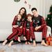 Christmas Letter snowflake plaid Christmas family print home dress pajamas_viptrois.com