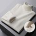 Fleece One-piece Fleece Men's Base Layer Shirt, High-neck Sweater, Men's Autumn And Winter Slimming Casual Lapel Thick Warm Knitted Sweater_viptrois.com