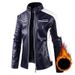 Men's Clothing Winter PU Leather Jacket With Fleece Lining, Retro Biker Style Jacket For Casual Wear, Slim Fit Zipper Jacket In Multiple Colors_viptrois.com