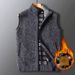 Men's Thick Knit Vest Cardigan For Winter - Warm Fleece Lined Sleeveless Sweater, Breathable & Comfortable, Suitable For Middle-Aged & Seniors_viptrois.com