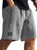 Men's Casual Jacquard Shorts Multi-Pocket Spring Summer Straight Wide Sports Mid-Waist Drawstring Black Blue Cotton Polyester_viptrois.com