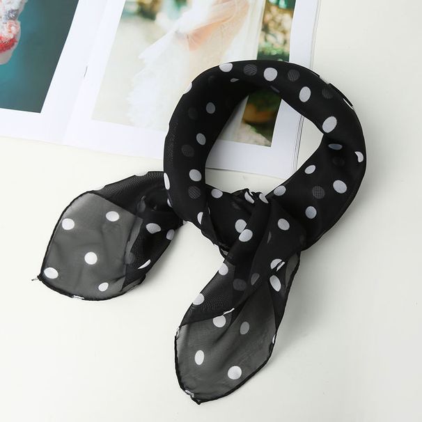 New Chiffon 65 Square Four Seasons Versatile Polka Dot Fashion Print Korean Style Silk Women's Scarf_viptrois.com