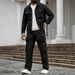 Men's Casual Fashion Jacket & Pants Set - Slim Fit Workwear Two-Piece Outfit For Streetwear & Daily Wear (Black, Khaki, Navy)_viptrois.com