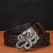 Apparel Accessories automatic buckle men's belt genuine leather retro style carved casual wild tiger wolf king snake_viptrois.com