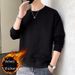 Men's Fleece-Lined Long Sleeve Sweatshirt – Heavyweight Pullover With Jacquard Letter Print (Oversized Fit, Winter-Ready)_viptrois.com