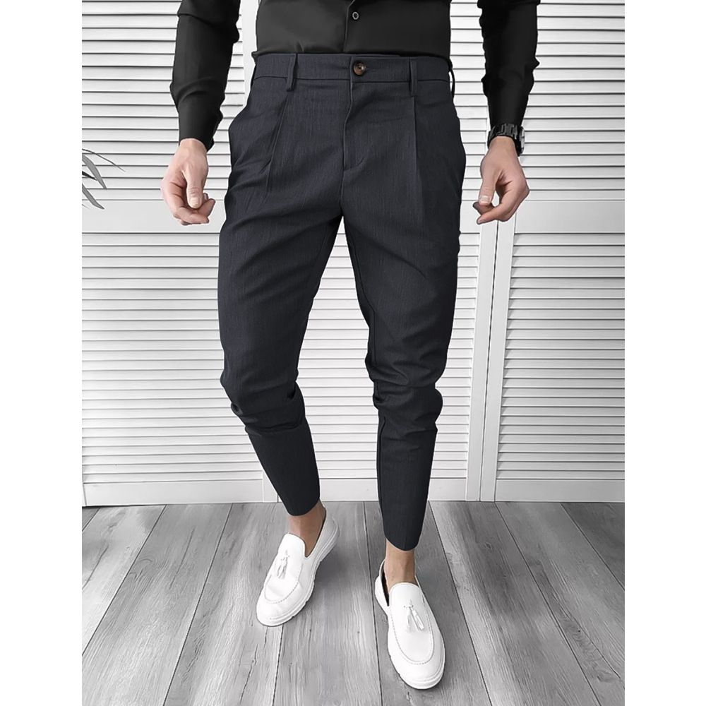 Man's clothing Double fold casual dress pants_viptrois.com