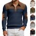 Men’s Stand-Up Collar Half-Zip Sweatshirt – Color Block Fleece Pullover For Autumn & Winter_viptrois.com