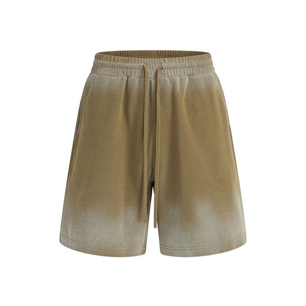 Men's Clothing Distressed Washed Waffle Shorts – Unisex Vintage-Inspired Cotton Shorts With Spray Print & Raw Hem (325g Heavyweight Fabric)_viptrois.com