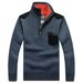 Pure Cross-Border Dropshipping Autumn Winter Fleece-Lined Thickened Men's Youth Pullover Plus Size Stand Collar Half-Zip_viptrois.com