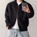 M-2XL Men's Clothing Popular Cardigan Sweater Men 2024 Heavy Craft Korean Version Stand Collar Solid Color Large Size Knitted Sweater Men's Coat Trend_viptrois.com