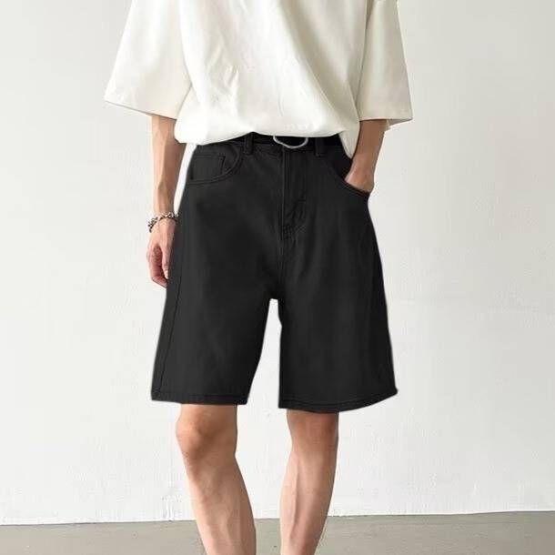 Men's Clothing New Summer White Denim Shorts Trendy Solid Color Casual Shorts_viptrois.com