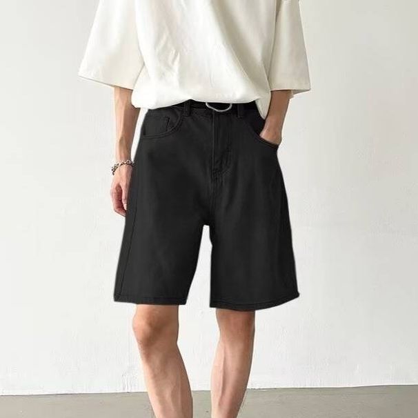 Men's Clothing New Summer White Denim Shorts Trendy Solid Color Casual Shorts_viptrois.com