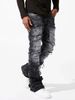 The New Men's Denim Street Fashion Hit Stretch Patch Denim Straight-leg Pants_viptrois.com