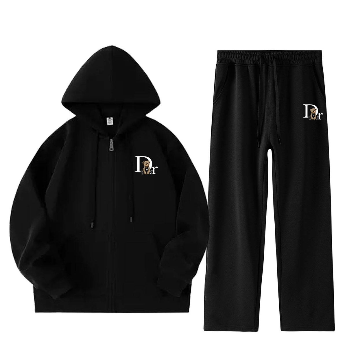 Men's Clothing New Style Cotton Hoodie Bear Trendy Brand Sweatshirt Hooded Zipper Pullover Casual Set_viptrois.com