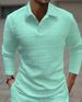 Men's Slim Fit Long Sleeve Polo Shirt With Textured Knit Fabric, Breathable & Machine Washable For Casual & Sporty Look_viptrois.com