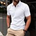 2026 Men's Casual Shirt - Solid Color Buttoned Short Sleeve T-Shirt With Double-sided Beads And Breathable POLO Shirt For Men_viptrois.com