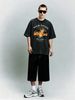 Summer Washed Cotton T-Shirt, Men's Palm Estate Miami Florida Sunset Print, Retro Coastal Vacation Style, Casual Oversized Tee_viptrois.com