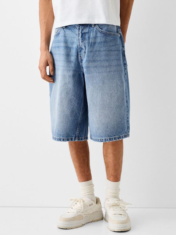 Classic Men's Denim Shorts Mid-Thigh 5-Inch Inseam Straight Leg Casual Summer Jeans Non-Stretch Cotton S-XXL Black Blue_viptrois.com
