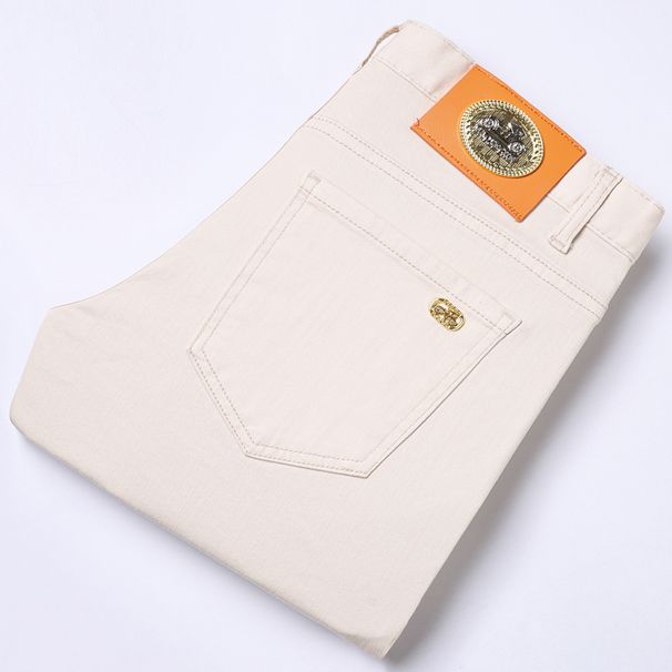 2026 European High-end Men's Cropped Jeans, Korean Style, Casual Slim Fit, Stretchy Tencel, Summer Thin Version_viptrois.com