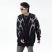 Autumn And Winter High Street Retro Jacquard Design Round Neck Sweater Men's Loose Pullover Knitted Sweater_viptrois.com