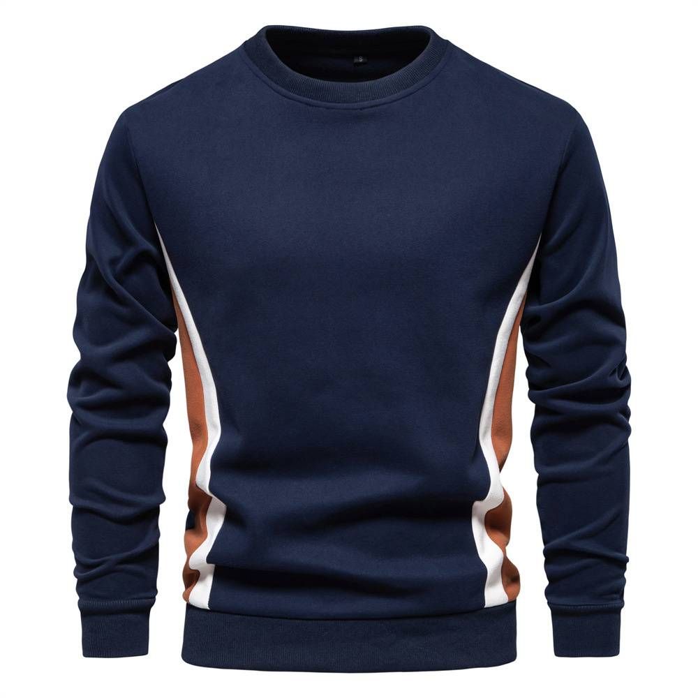 Spring 2025 European-Amecian Fashion Pullovers Outerwear Men's Round Collar Splicing Long Sleeve Slim Sweatshirts S-2XL_viptrois.com