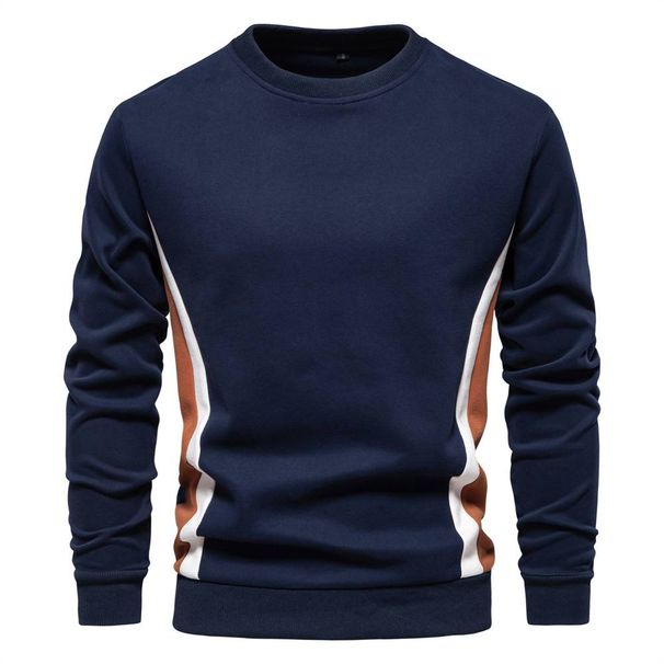 Spring 2025 European-Amecian Fashion Pullovers Outerwear Men's Round Collar Splicing Long Sleeve Slim Sweatshirts S-2XL_viptrois.com