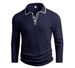 2026 Men's Long-Sleeved Shirt With Solid Collar, Plaid Pattern, Loose And Breathable Business Casual Polo Shirt_viptrois.com