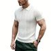 2026 New Model POLO Shirt Short-Sleeve Knitted T-Shirt Men's Collarless Open-Worked Texture Vintage Style_viptrois.com