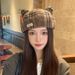 Plaid Cat Ear Beret For Women, Spring And Autumn, Face Slimming, Versatile Woolen Artist Hat, Warm Pumpkin Hat_viptrois.com