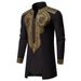 Men's Ethnic Print Lounge Set – Stand Collar Long Sleeve Shirt & Relaxed Trousers (Black/White/Burgundy/Royal Blue, S-XXL)_viptrois.com