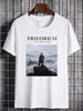 Wanderer Above The Sea Of Fog T Shirt Caspar David Friedrich Premium Quality Breathable Comfortable Versatile Homme Summer Stretched Slightly_viptrois.com