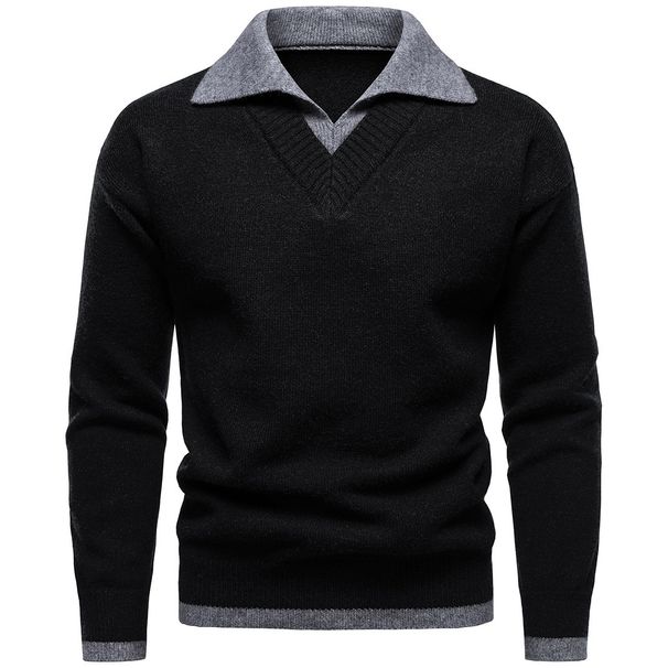 2025 Autumn Winter New British Style Turn-Down Collar Fashion Men's Trendy Casual Knitted Pullover Sweater_viptrois.com