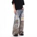American Style Vintage Patchwork Camouflage Ripped Jeans For Men And Women, High Street Loose Cleanfit Casual Straight_viptrois.com