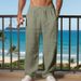 Men's Loose Fit Casual Trousers Autumn Arrival American Style Trendy Pleated Straight Leg Breathable Linen Pants_viptrois.com