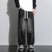 Men's Clothing Street Retro Elastic Waist Denim Men's Loose Straight Wide Leg Long Pants_viptrois.com