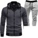 Men's Clothing Autumn And Winter Sports Stitching Men's Jacket Casual Long Sleeved Trousers Hooded Sports Men's Two Piece Suit_viptrois.com