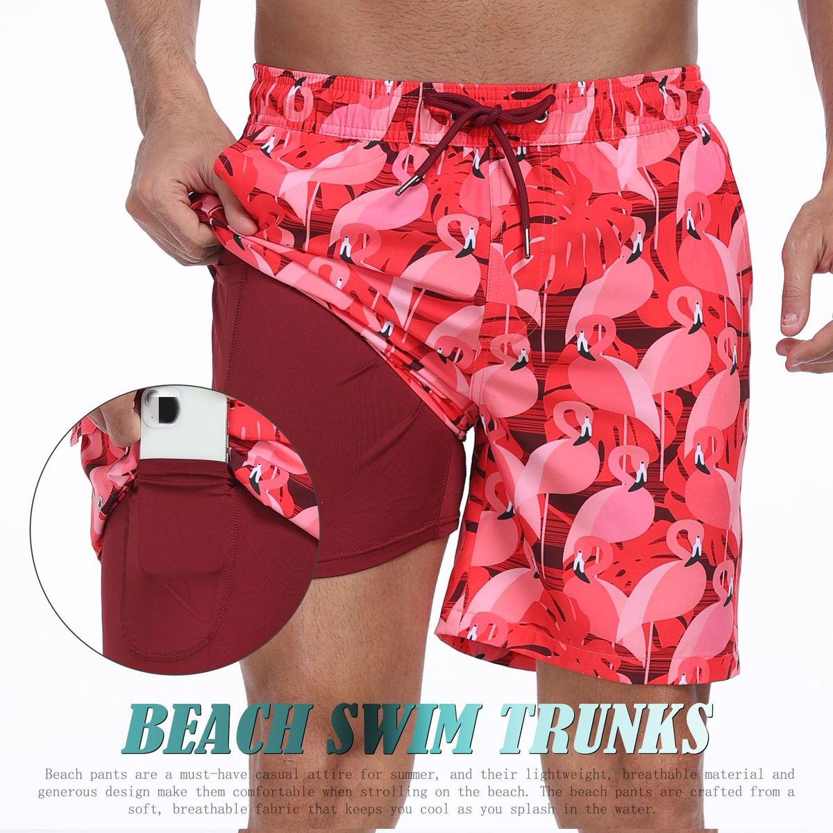 Summer New Style Men's Short Pants, Fashionable Beach Pants For Vacation, Men's Large Size, Four-cornered, Made Of Milk Silk With Lining Inside_viptrois.com