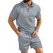Men's Spring Solid Jacquard Polo Shirt & Shorts Set – Casual Two-Piece Outfit For Urban Comfort_viptrois.com