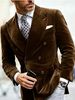 New Men's Double Breasted Velvet Suit Jacket Slim Fit Business Casual Formal Wear_viptrois.com