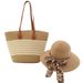 Women's Hats Single Shoulder Straw Bag New Style Women's Large Capacity Striped Straw Bag Woven Bag Holiday Beach Bag Two Piece Set Straw Hat_viptrois.com