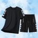 2025 New Running Sports Ice Silk Set Men's Summer Speed Drying Clothes Shorts Short Sleeved Sportswear Five_viptrois.com