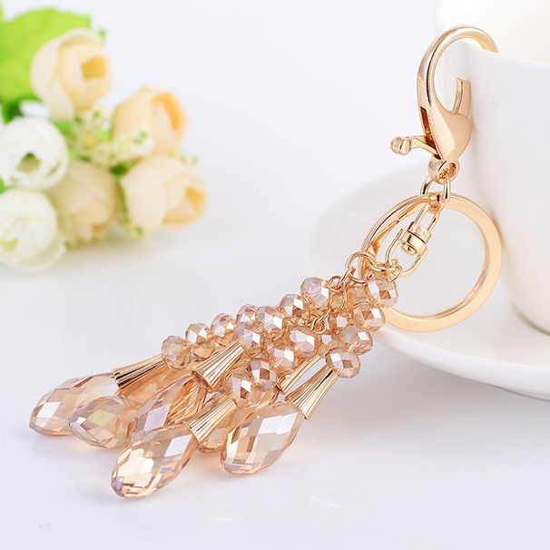 Elegant Crystal Teardrop Keychain - Stylish Beaded Accessory For Keys, Bags & Gifts (White, Light Gray, Champagne)_viptrois.com