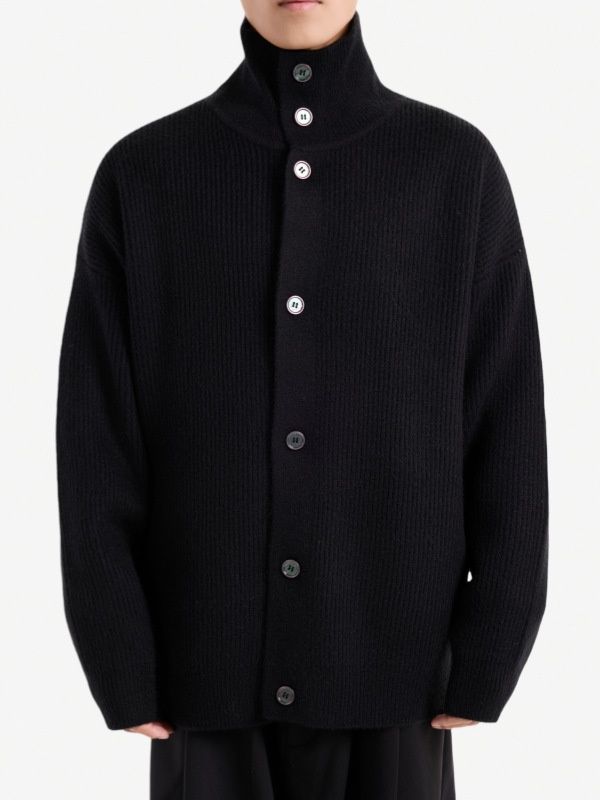 Light High-End Cardigan Sweater For Men, Autumn And Winter New Loose Casual Warm High-Neck Long-Sleeve Knitted_viptrois.com