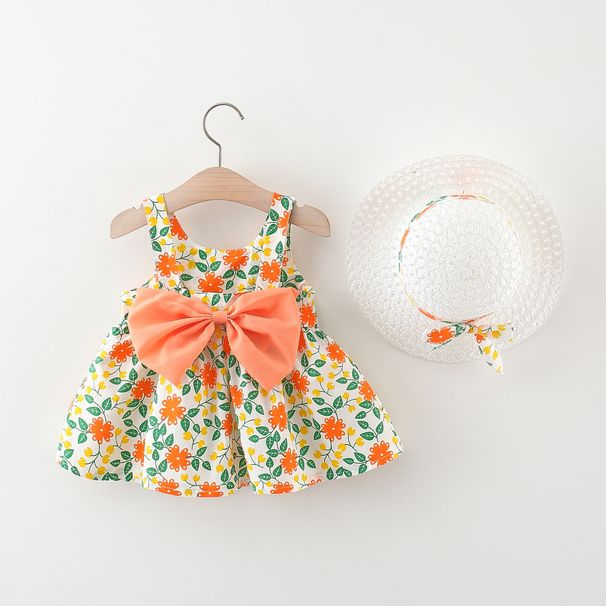 1695 Children's Clothing Wholesale Summer New Products Girls Sleeveless Dress Chest Big Bow Princess Dress Consignment_viptrois.com
