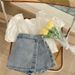 Kids Clothing Girls Fashion Two piece Lace Top and Jeans Set_viptrois.com