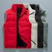 Men's Winter Quilted Vest, Lightweight Warm Work Jacket, Solid Color Stand Collar Sleeveless Coat, Plus Size Padded Vest For Outdoor Activities_viptrois.com