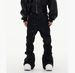 Men's Waxed Coated Flared Jeans - Dark Aesthetic Wide-Leg Denim Pants With Draped Hem & Detachable Straps_viptrois.com