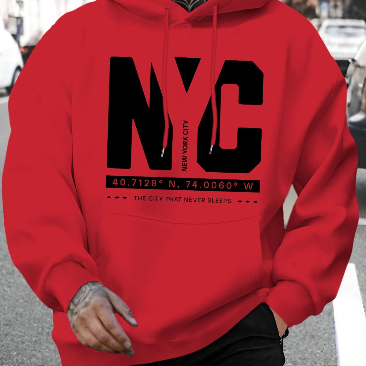 Men's Autumn And Winter Casual Fashion Loose Hooded Sweatshirt Letter Print Warm Long Sleeved Pullover_viptrois.com