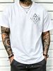 100% Cotton Men Casual T-shirt Geometric Framed VOGUE Text Print Crew Neck Short Sleeve Daily Streetwear Top_viptrois.com